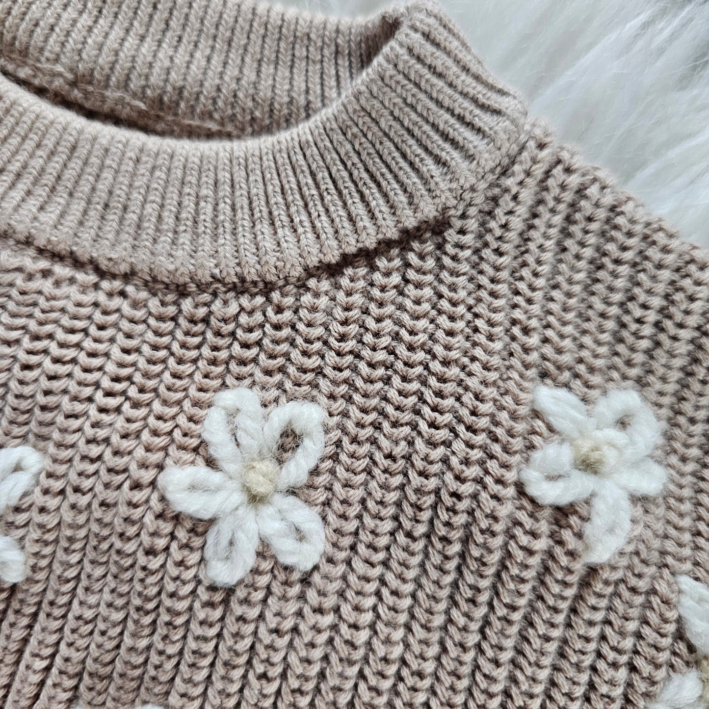 Sweater bloemetjes Beige/Wit 12 M
