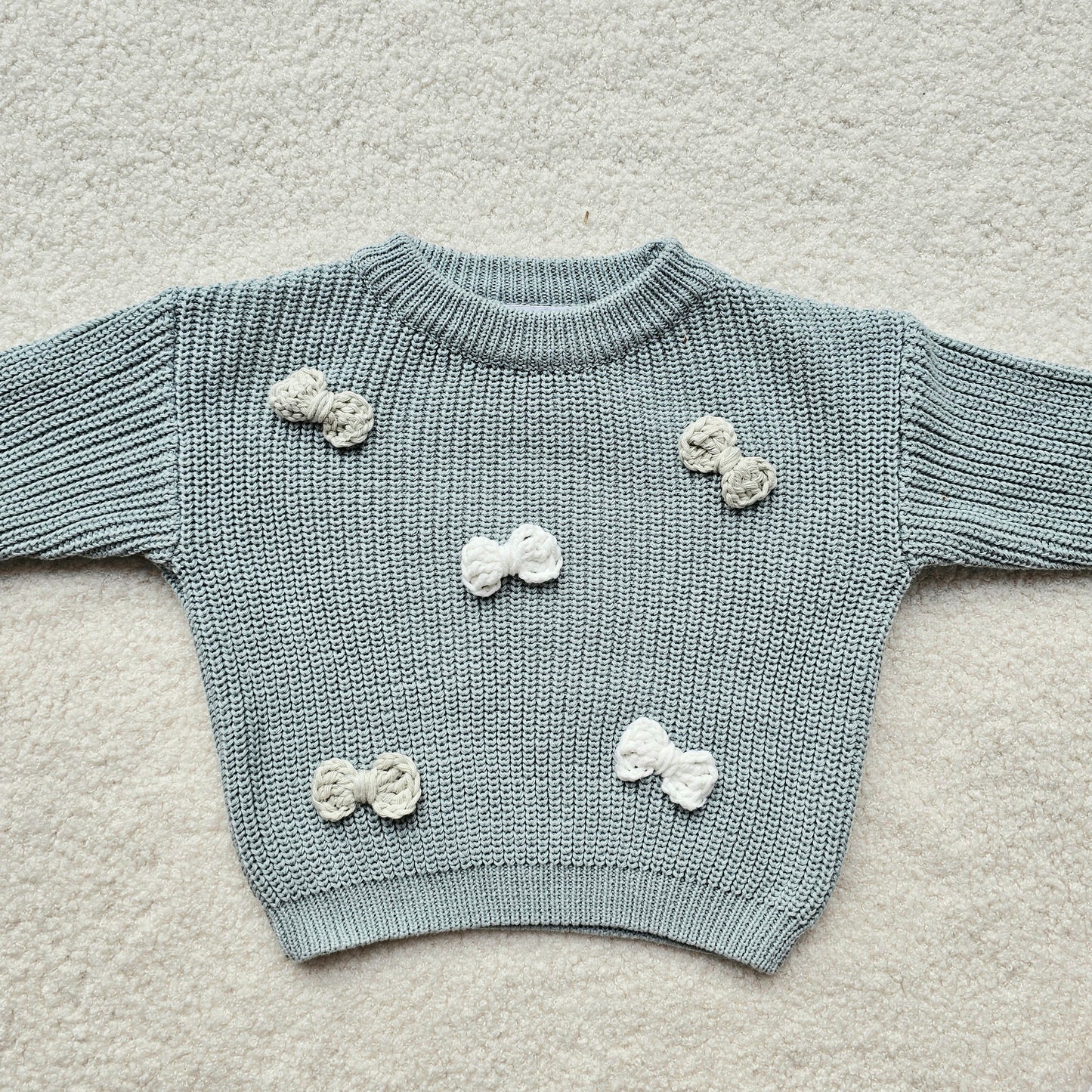 Sweater gehaakte strikjes 6M/12M