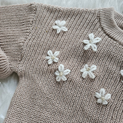 Sweater bloemetjes Beige/Wit 12 M