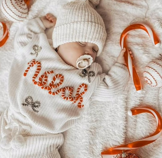 Kerstsweater: Candynaam + strikjes