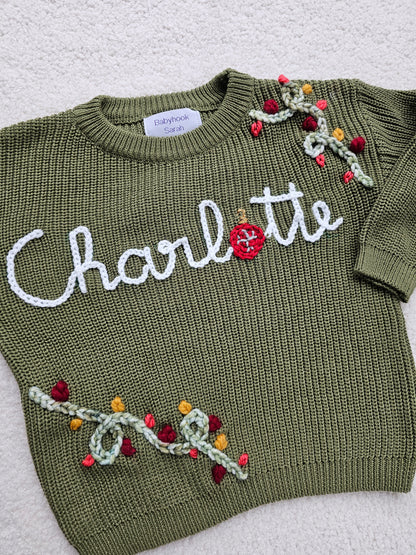 Kersttrui naam + lichtjesnoer