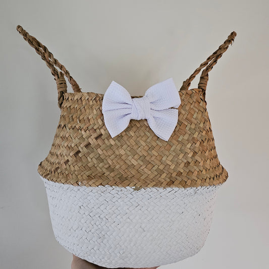 Mandje wit/naturel strik