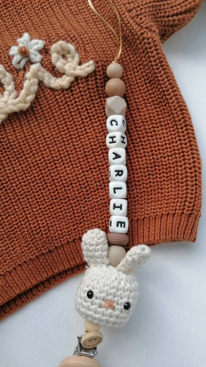 Speenkoord Konijn beige gehaakt