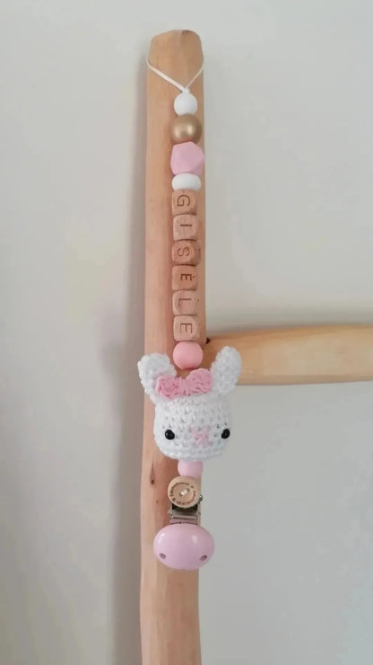 Speenkoord Konijn beige gehaakt