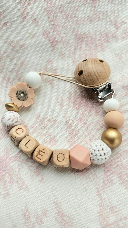 (Kopie) Speenkoord met naam Vogel/goud