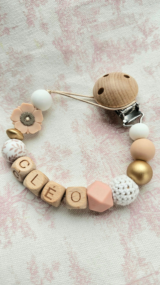 (Kopie) Speenkoord met naam Vogel/goud