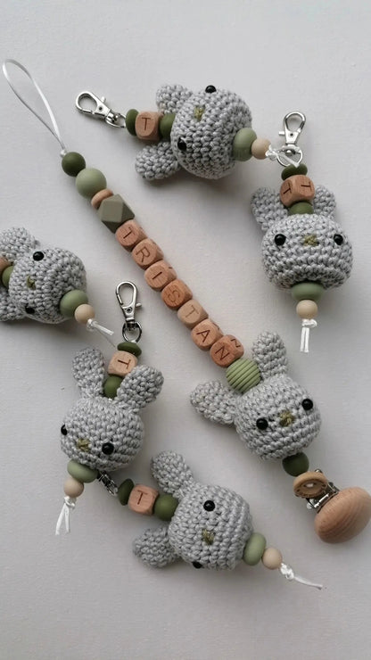 Speenkoord Konijn beige gehaakt